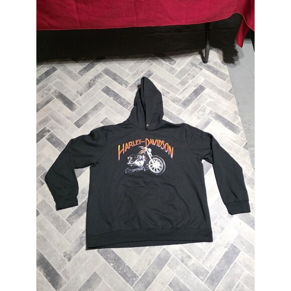 New Harley-Davidson Men's Hooded Sweatshirt, Bar & Shield Zip Black Hoodie Sz XL - Picture 2 of 7
